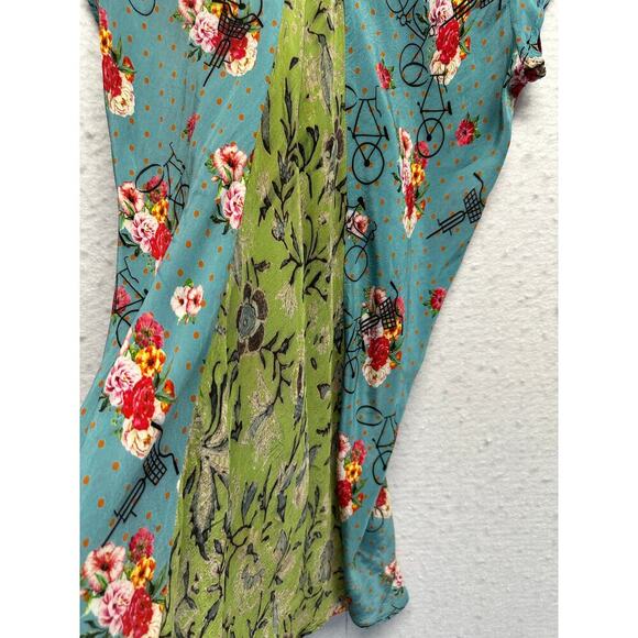 Benares Floral Bicycle Print V-Neck Tunic Dress XL - Picture 3 of 10